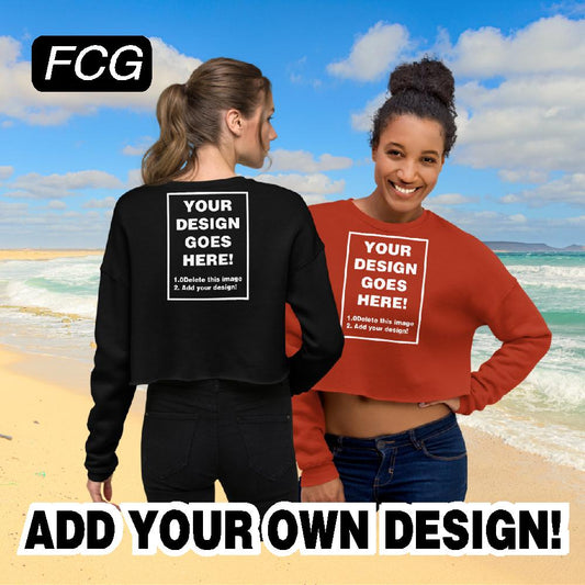 "Elevate Your Casual Look: Design Your Own Women's Fleece Crop Sweatshirt at FastCustomGear.com for Personalized Style and Comfort."